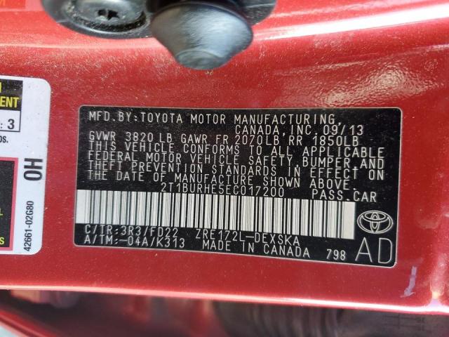 Photo 10 from auction – 2014 TOYOTA COROLLA L with VIN 2T1BURHE5EC017200