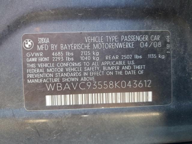 Photo 10 from auction – 2008 BMW 328 XI with VIN WBAVC93558K043612