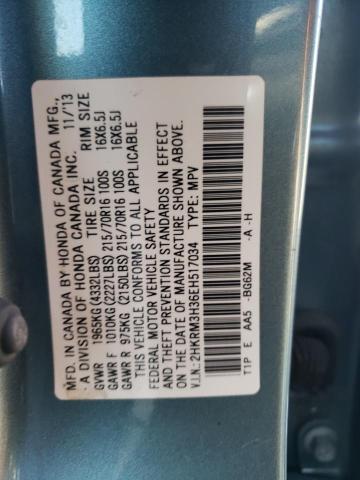Photo 10 from auction – 2014 HONDA CR-V LX with VIN 2HKRM3H36EH517034