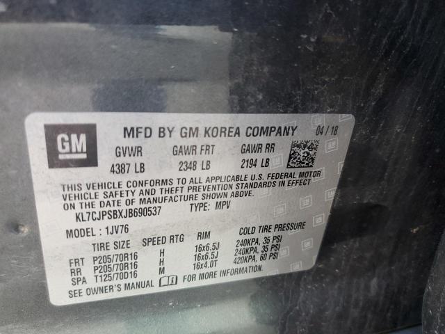 Photo 10 from auction – 2018 CHEVROLET TRAX 1LT with VIN KL7CJPSBXJB690537