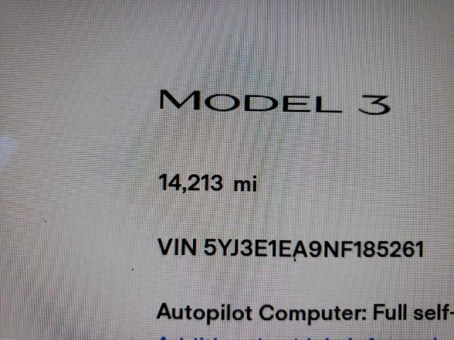 Photo 8 from auction – 2022 TESLA MODEL 3 with VIN 5YJ3E1EA9NF185261