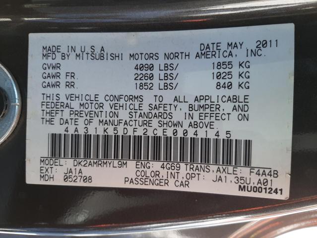 Photo 10 from auction – 2012 MITSUBISHI ECLIPSE GS with VIN 4A31K5DF2CE004145