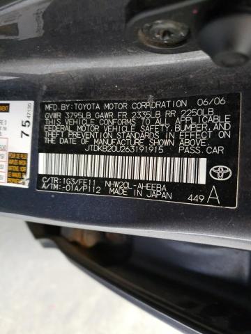 Photo 10 from auction – 2006 TOYOTA PRIUS with VIN JTDKB20U263191915