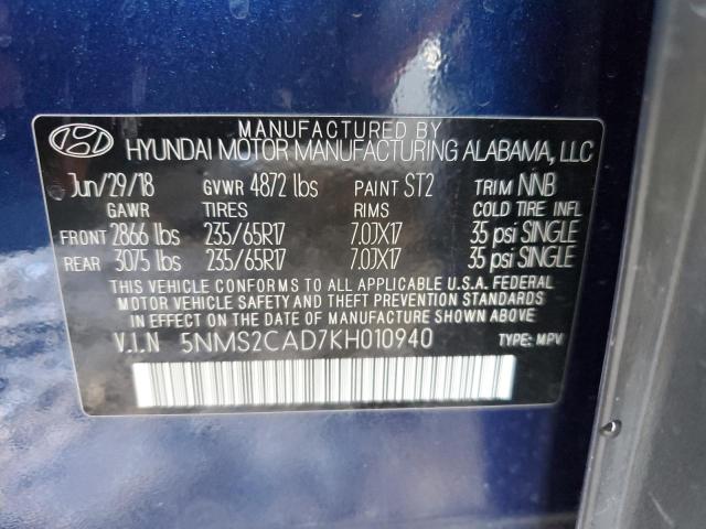 Photo 10 from auction – 2019 HYUNDAI SANTA FE S with VIN 5NMS2CAD7KH010940