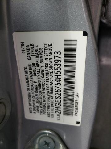 Photo 10 from auction – 2004 HONDA CIVIC EX with VIN 2HGES26754H553973