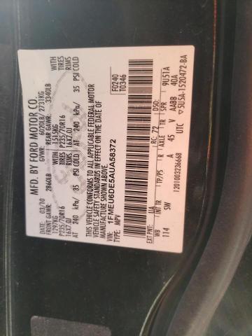 Photo 10 from auction – 2010 FORD EXPLORER X with VIN 1FMEU6DE5AUA58372