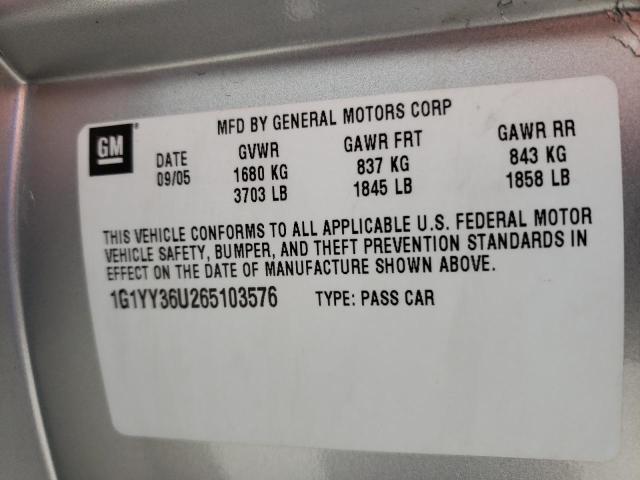 Photo 10 from auction – 2006 CHEVROLET CORVETTE with VIN 1G1YY36U265103576