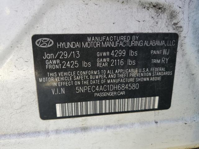 Photo 10 from auction – 2013 HYUNDAI SONATA SE with VIN 5NPEC4AC1DH684580