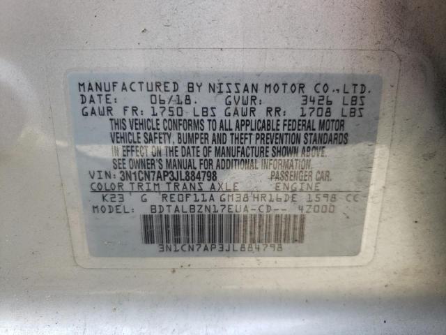 Photo 10 from auction – 2018 NISSAN VERSA S with VIN 3N1CN7AP3JL884798
