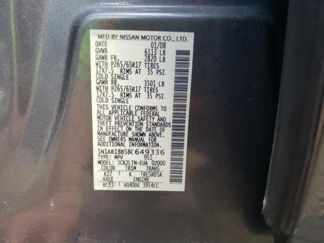 Photo 10 from auction – 2008 NISSAN PATHFINDER with VIN 5N1AR18B58C649336