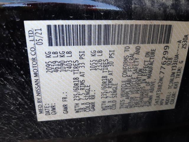 Photo 10 from auction – 2021 NISSAN ROGUE SV with VIN 5N1AT3BB2MC776299