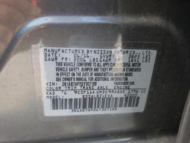 Photo 10 from auction – 2016 NISSAN SENTRA S with VIN 3N1AB7AP2GY307188