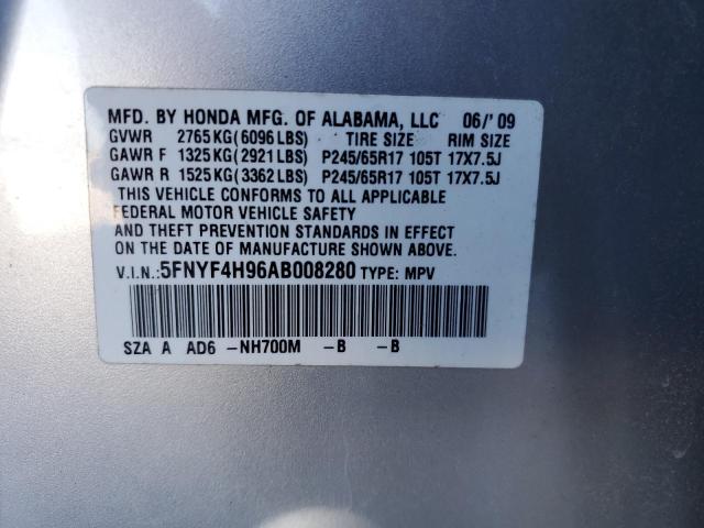 Photo 10 from auction – 2010 HONDA PILOT TOUR with VIN 5FNYF4H96AB008280