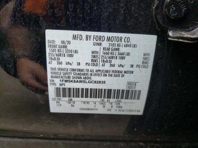 Photo 10 from auction – 2020 FORD EXPLORER with VIN 1FM5K8AW5LGC92835
