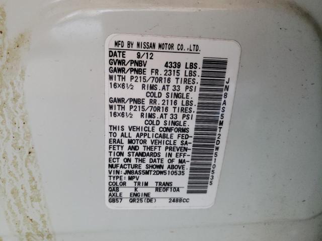 Photo 10 from auction – 2013 NISSAN ROGUE S with VIN JN8AS5MT2DW510535