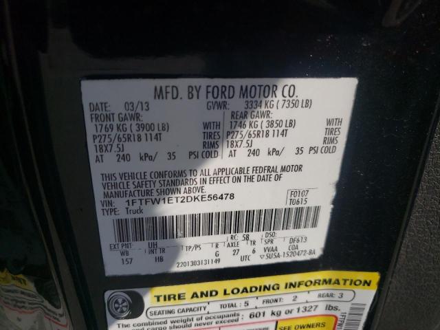 Photo 10 from auction – 2013 FORD F150 SUPER with VIN 1FTFW1ET2DKE56478