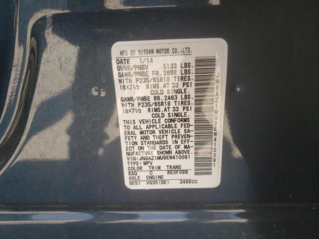 Photo 10 from auction – 2014 NISSAN MURANO S with VIN JN8AZ1MU9EW410091
