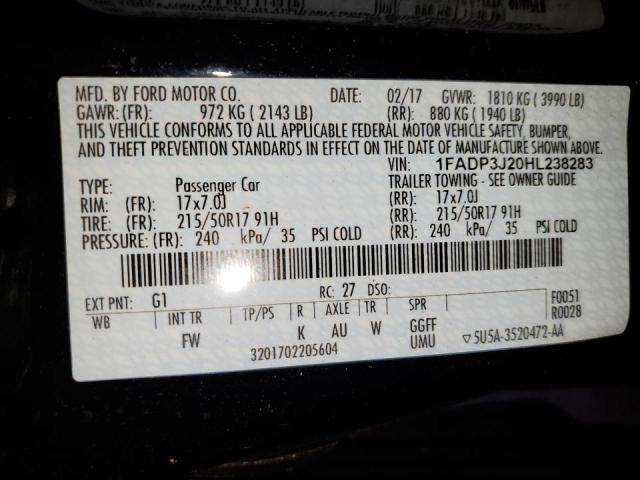 Photo 10 from auction – 2017 FORD FOCUS TITA with VIN 1FADP3J20HL238283