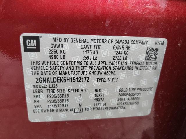 Photo 10 from auction – 2017 CHEVROLET EQUINOX PR with VIN 2GNALDEK6H1512172