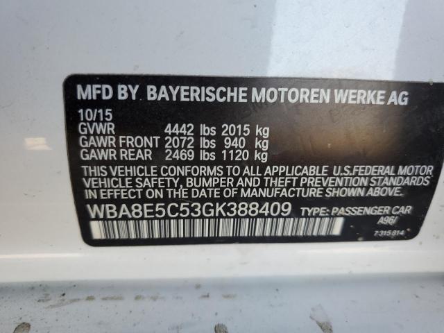 Photo 10 from auction – 2016 BMW 328 D with VIN WBA8E5C53GK388409