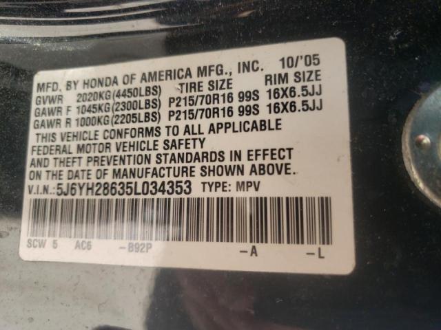 Photo 10 from auction – 2005 HONDA ELEMENT EX with VIN 5J6YH28635L034353