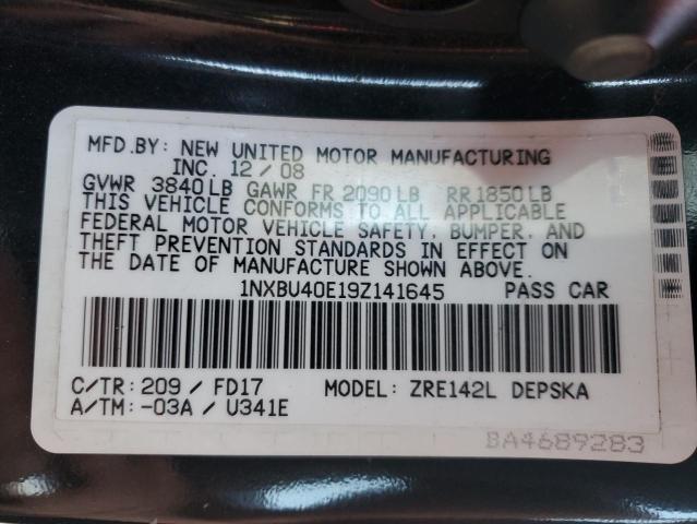 Photo 10 from auction – 2009 TOYOTA COROLLA BA with VIN 1NXBU40E19Z141645