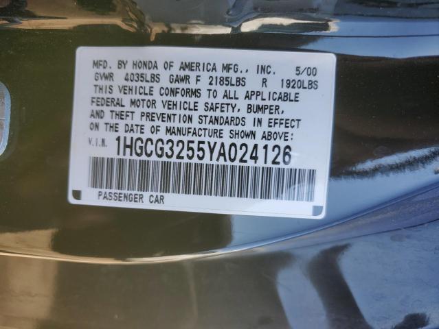 Photo 10 from auction – 2000 HONDA ACCORD EX with VIN 1HGCG3255YA024126
