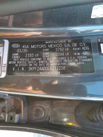 Photo 10 from auction – 2020 KIA FORTE FE with VIN 3KPF24AD0LE212258