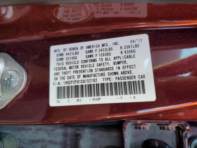 Photo 10 from auction – 2012 HONDA ACCORD EXL with VIN 1HGCP2F81CA152192