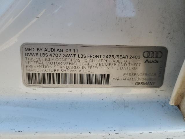 Photo 10 from auction – 2011 AUDI A4 PREMIUM with VIN WAUAFAFL5BN046808