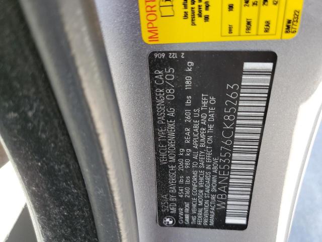 Photo 10 from auction – 2006 BMW 525 I with VIN WBANE53576CK85263
