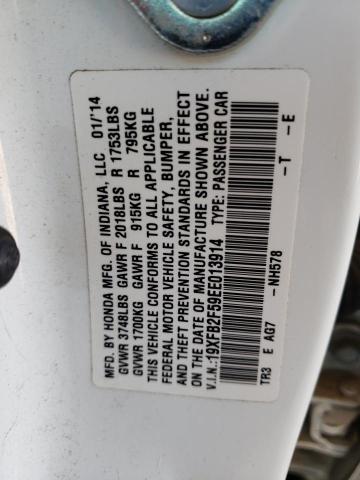 Photo 10 from auction – 2014 HONDA CIVIC LX with VIN 19XFB2F59EE013914