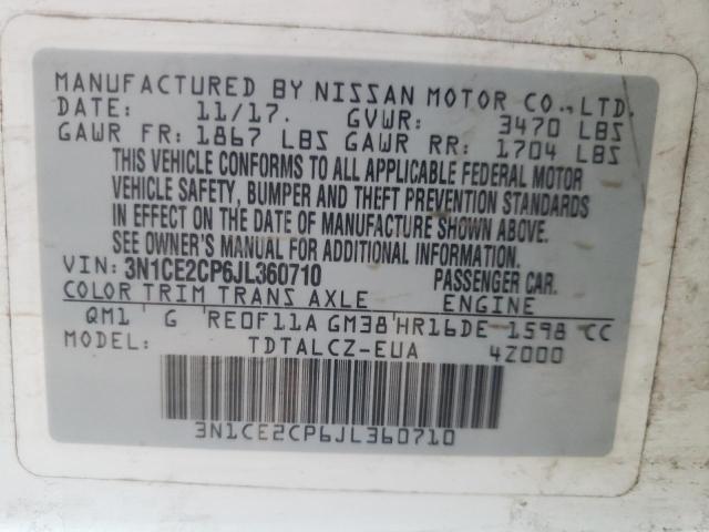 Photo 10 from auction – 2018 NISSAN VERSA NOTE with VIN 3N1CE2CP6JL360710