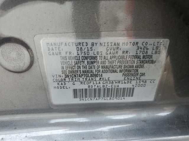 Photo 10 from auction – 2016 NISSAN VERSA S with VIN 3N1CN7AP7GL809014
