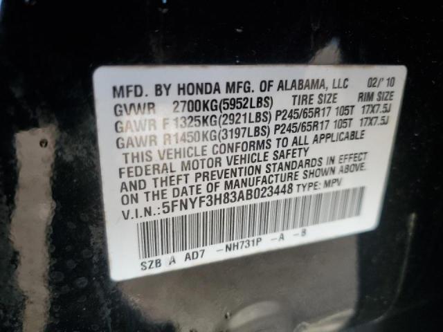 Photo 10 from auction – 2010 HONDA PILOT TOUR with VIN 5FNYF3H83AB023448
