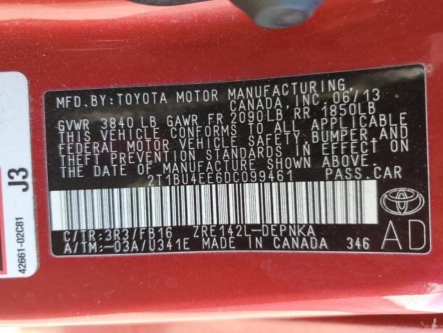 Photo 10 from auction – 2013 TOYOTA COROLLA BA with VIN 2T1BU4EE6DC099461