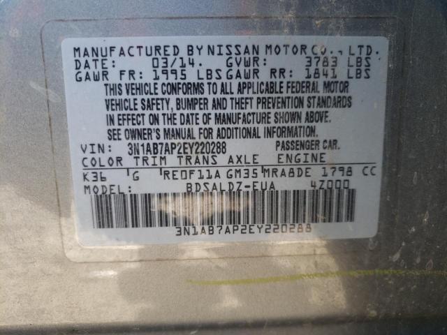 Photo 10 from auction – 2014 NISSAN SENTRA S with VIN 3N1AB7AP2EY220288