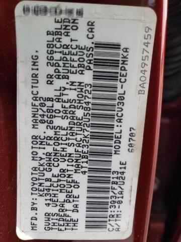 Photo 10 from auction – 2002 TOYOTA CAMRY LE with VIN 4T1BE32K72U584723