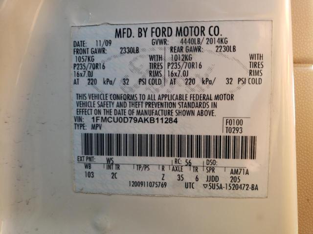Photo 10 from auction – 2010 FORD ESCAPE XLT with VIN 1FMCU0D79AKB11284
