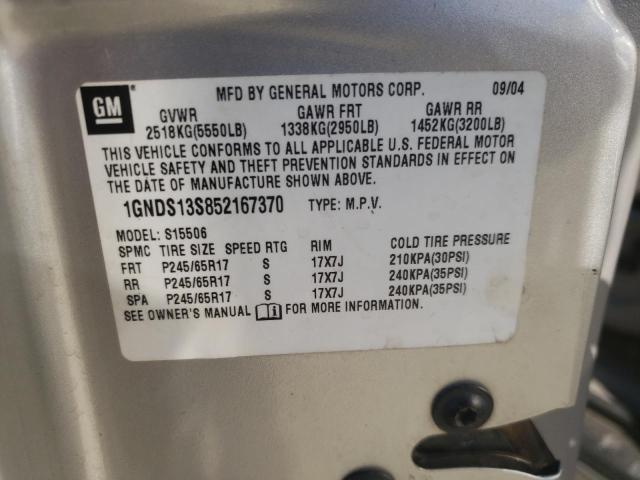 Photo 10 from auction – 2005 CHEVROLET TRAILBLAZE with VIN 1GNDS13S852167370