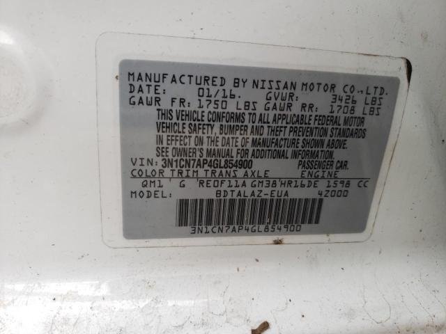 Photo 10 from auction – 2016 NISSAN VERSA S with VIN 3N1CN7AP4GL854900