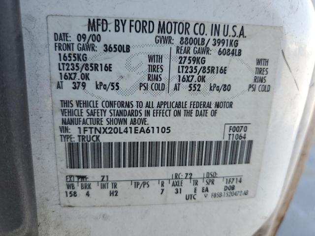 Photo 10 from auction – 2001 FORD F250 SUPER with VIN 1FTNX20L41EA61105