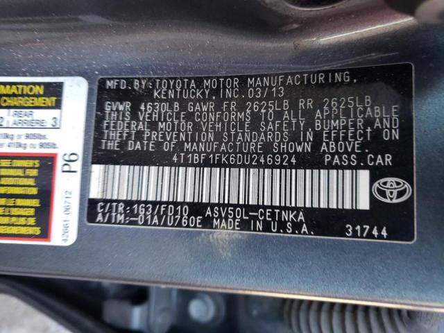 Photo 10 from auction – 2013 TOYOTA CAMRY L with VIN 4T1BF1FK6DU246924