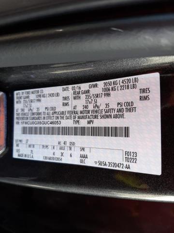 Photo 10 from auction – 2016 FORD ESCAPE SE with VIN 1FMCU0GX6GUC46053