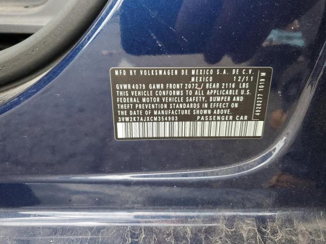 Photo 10 from auction – 2012 VOLKSWAGEN JETTA BASE with VIN 3VW2K7AJXCM354903
