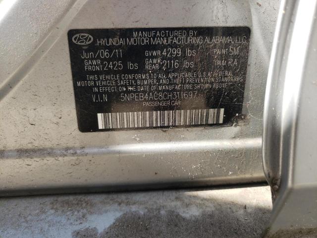 Photo 10 from auction – 2012 HYUNDAI SONATA GLS with VIN 5NPEB4AC8CH311697