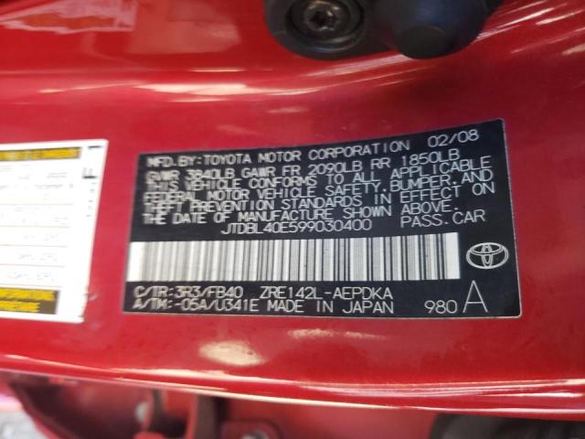 Photo 10 from auction – 2009 TOYOTA CAROLLA with VIN JTDBL40E599030400