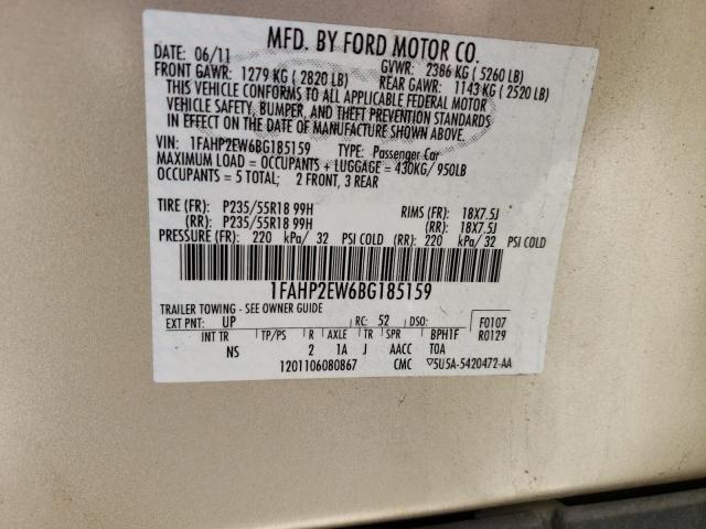 Photo 10 from auction – 2011 FORD TAURUS SEL with VIN 1FAHP2EW6BG185159