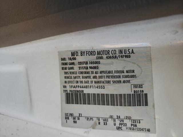 Photo 10 from auction – 2001 FORD MUSTANG with VIN 1FAFP44481F114553