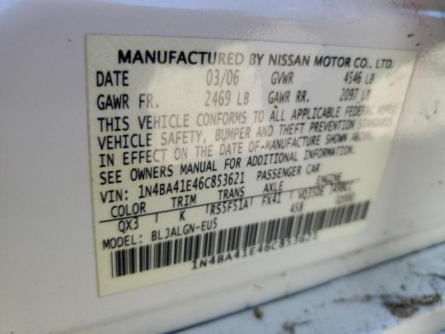 Photo 10 from auction – 2006 NISSAN MAXIMA SE with VIN 1N4BA41E46C853621